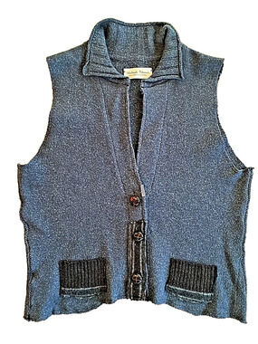 MULTIPLE THREADS Art to Wear Boho ECO Upcycled Designer Wool Sweater Vest O/S M